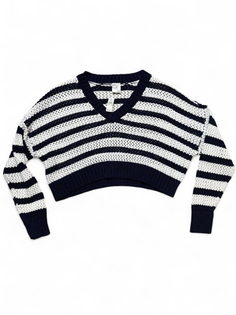 Offline by Aerie White & Navy Striped Open Knit Sweater – Size XL 🤍💙NWT